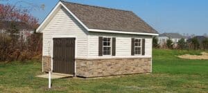 ultimate gable shed with stone detailing